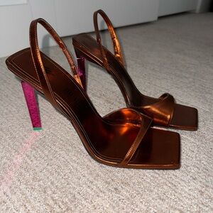 The Attico Elegant Bronze Strappy Heels